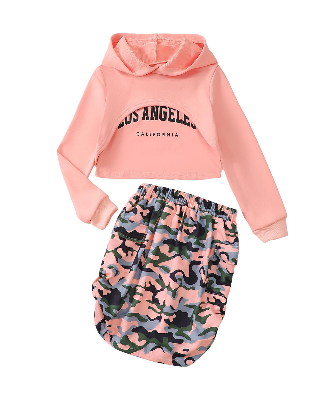 Girls Fall Clothes 3 Piece Outfit Letter Print Cami Long Sleeve Crop Top Hoodie Drawstring Skirt Kids Clothing Set Size 9-10